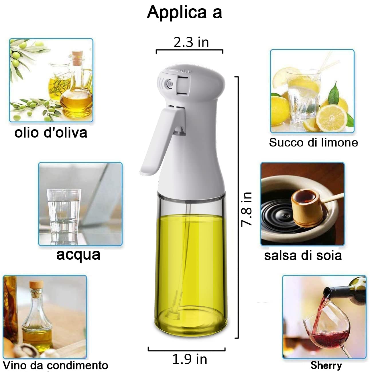 Spruzzatore Olio Fuwnvuwn Per Friggitrice Ad Aria - 250ml, Spray Olio Cucina Senza Perdite Per Grigliare, Cuocere E Insalate - Foto 2