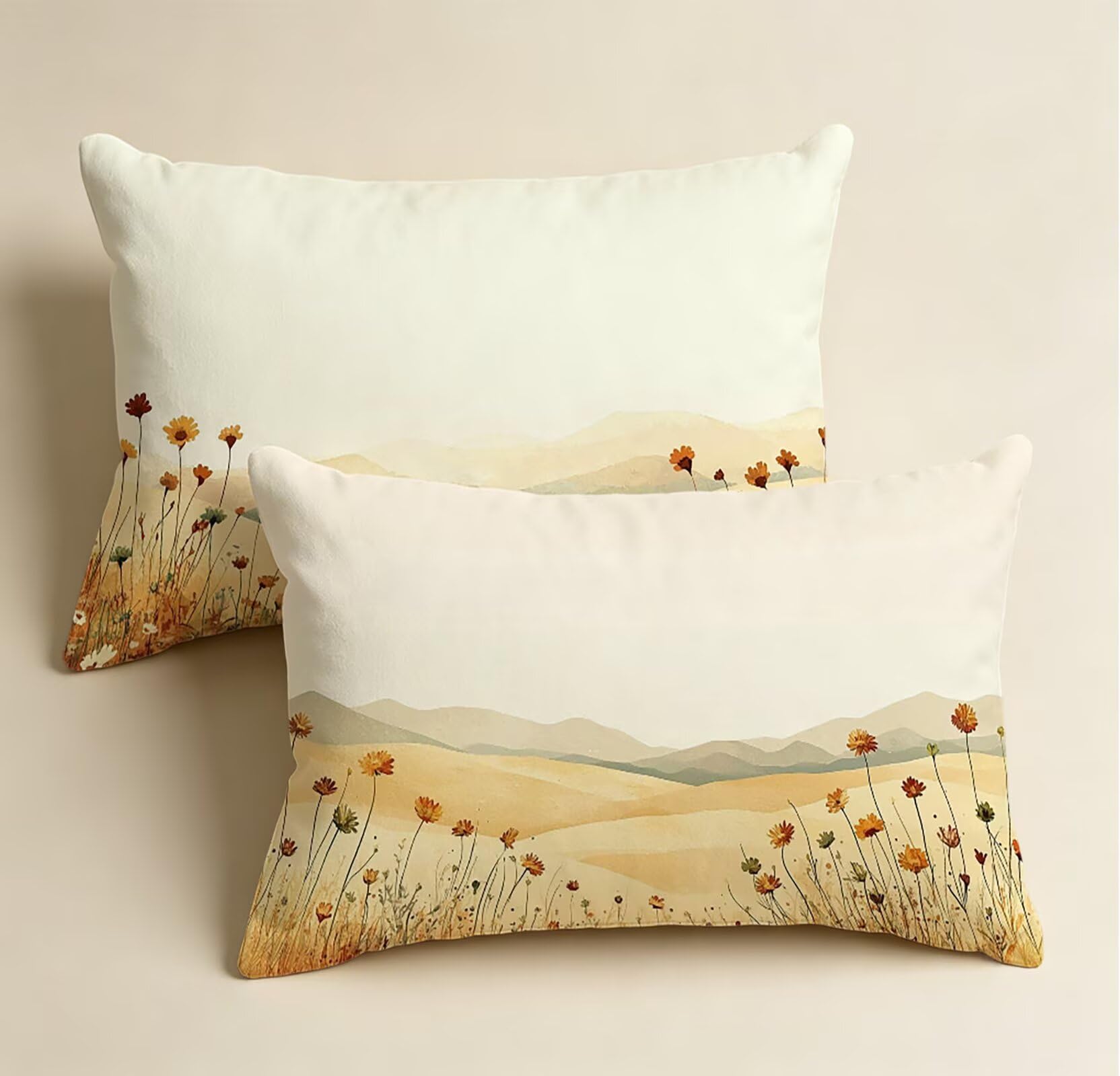 Orange Farbe Kissenbezug 60x80 Blume Kopfkissenbezug 2er Set,Wohnaccessoires & Deko,Weich und Atmungsaktiv Samt Stoff mit Verstecktem Reißverschluss für Bett Sofa Kissen Dekokissen-85683