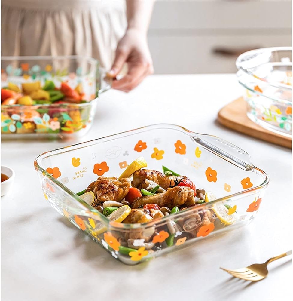 Glass, Rectangular Small Baking Pan with Double Handles, Bakeware Oven to Table, Lasagna Pan for Dinner & Banquet Individual Lasagne Pan Deep (Color : 1) (Brass)