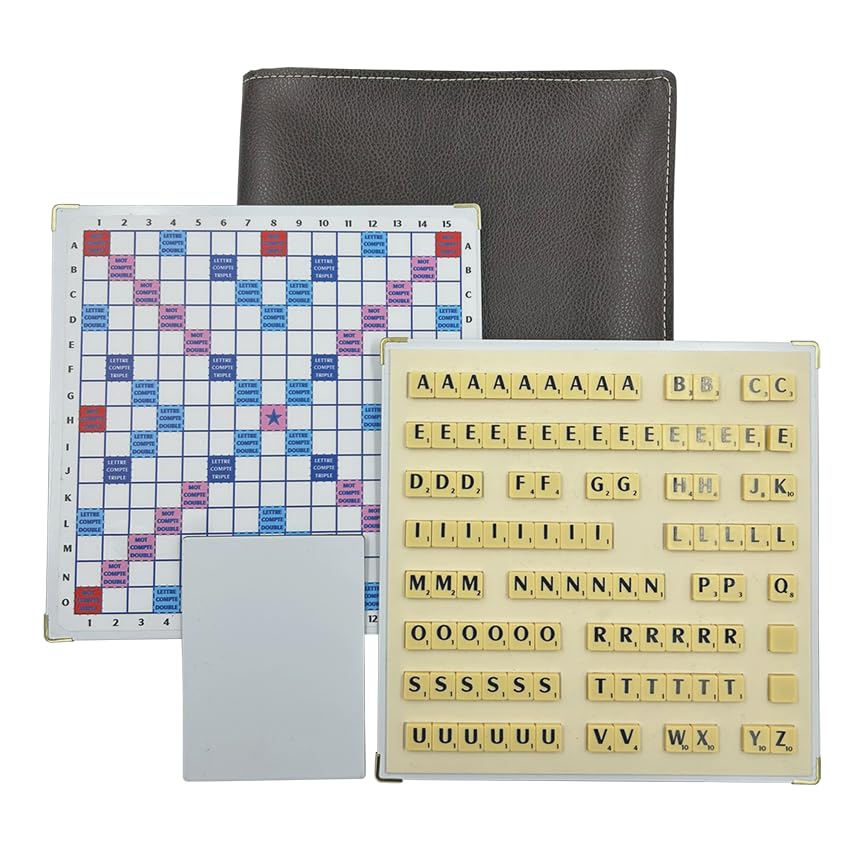 Jeu de Scrabble de Voyage magnétique Pochette Standard Officiel de la fédération française de Scrabble Duplicate Made in France idéal pour Les scrabbleurs de la Famille