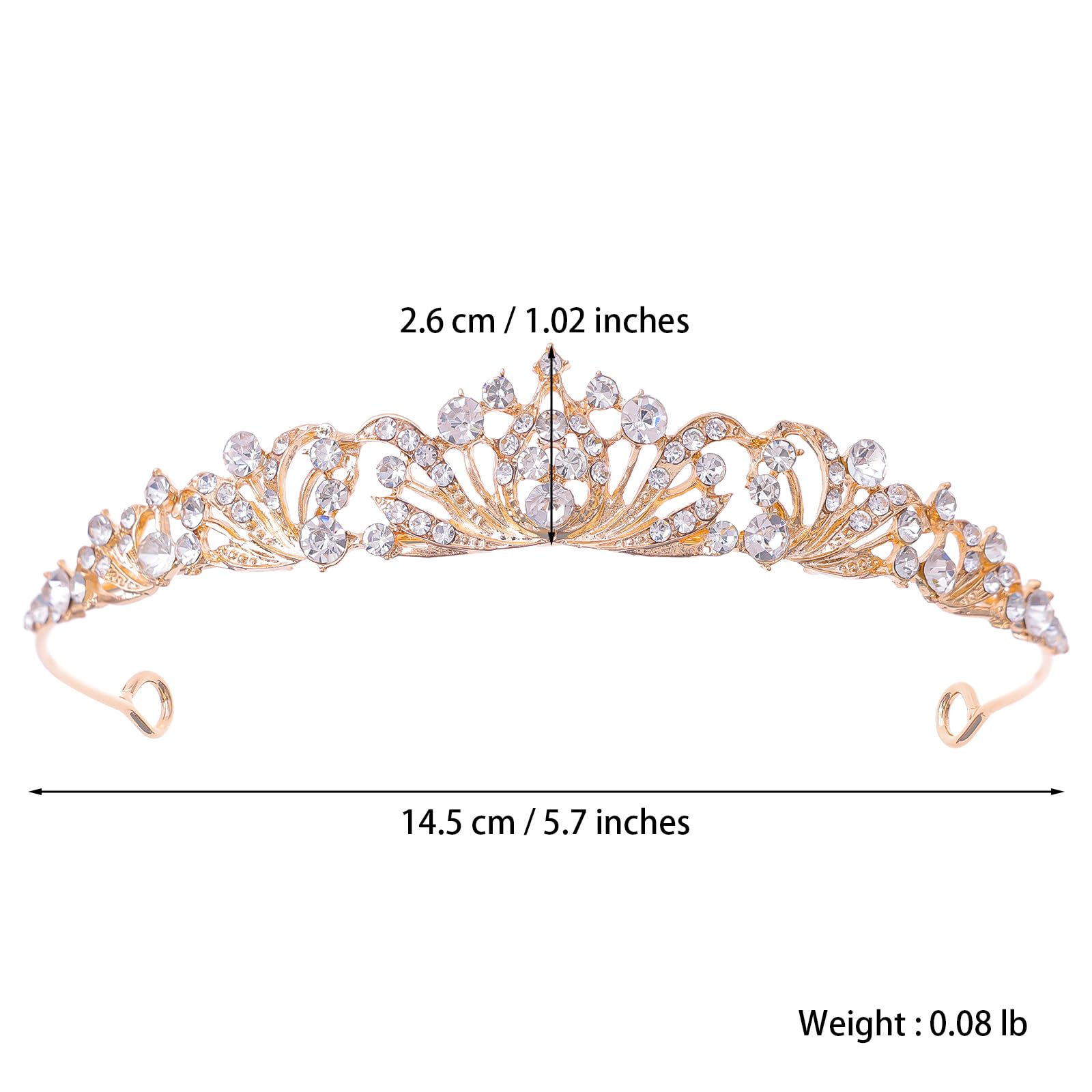 2 Pieces Gold Tiara Crown for Women Wedding Tiaras for Bride Princess Crowns and Tiaras for Girl Rhinestone Crowns for Birthday Halloween Cosplay Christmas Party Prom Gifts