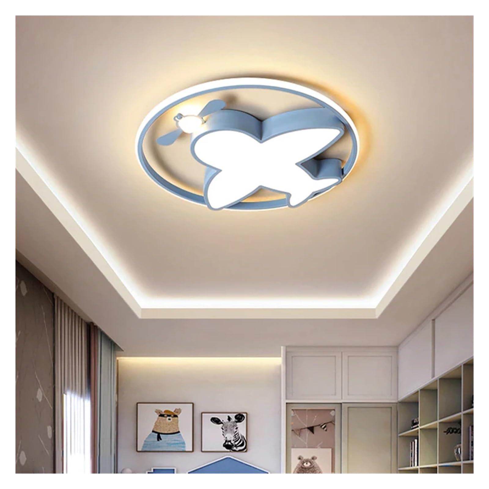 Lampes suspendues avion bleu pour rassurer les enfants et éclairer la chambre la nuit
