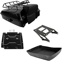 Vista 16 de TCMT Pestillos negros picados para motocicleta, maletero con respaldo compatible con Harley Davidson 2014-2025 Touring CVO Road King Road Glide