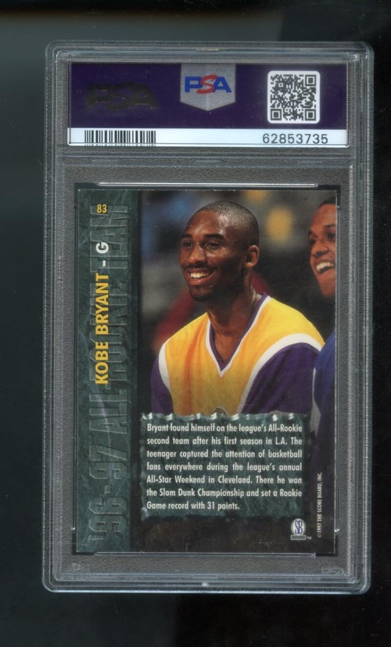 Amazon.com: 1997-98 Score Board Rookies #83 Kobe Bryant PSA 9