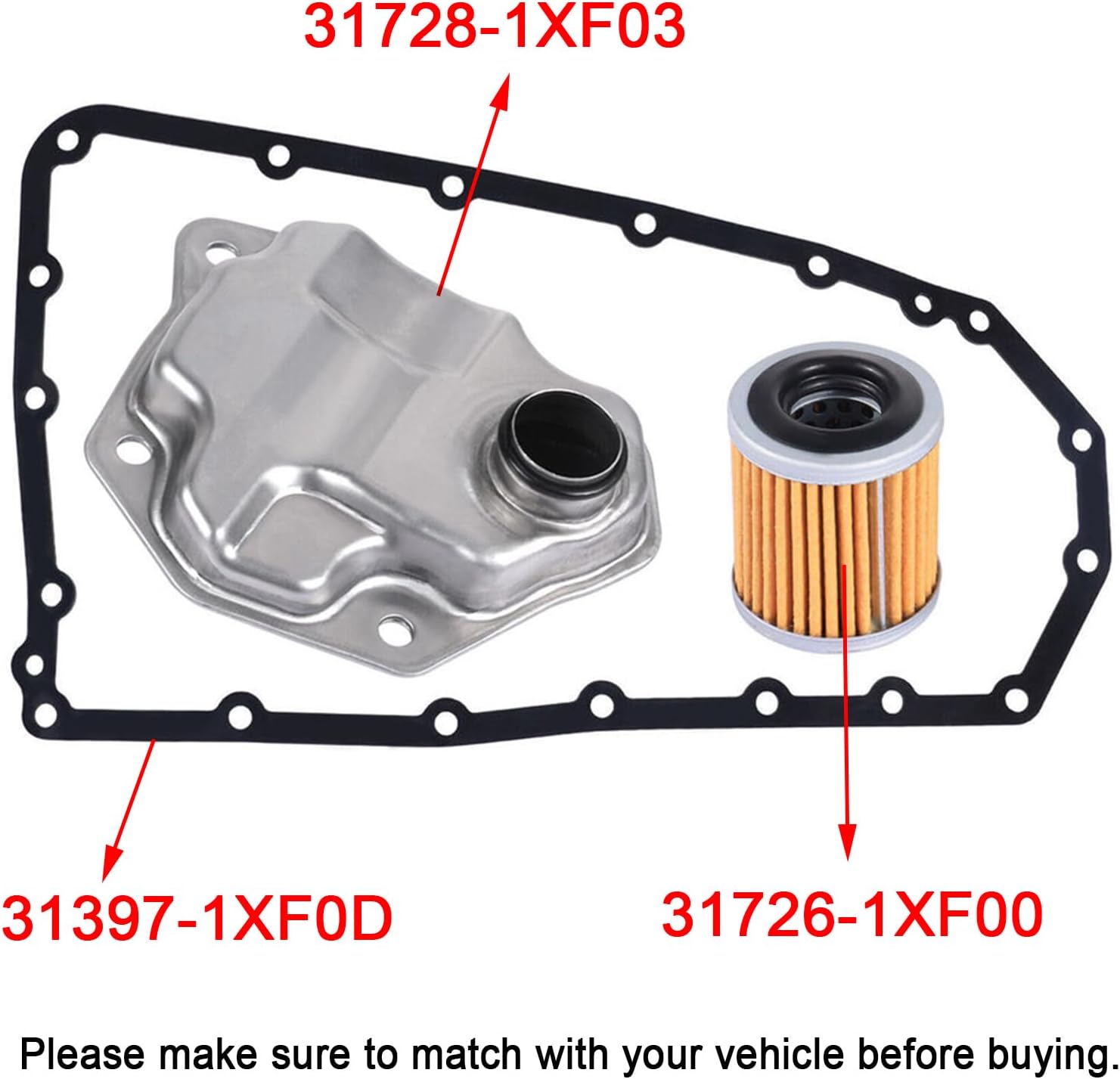 31728-1XF03 Automatic Transmission Filter Oil Pan Gasket Kit Compatible with Nissan Altima Rogue Sentra NV200 Dodge Caliber Jeep Mitsubishi Replace # 31728-1XF03 31728-1XF02 31728-1XF0A