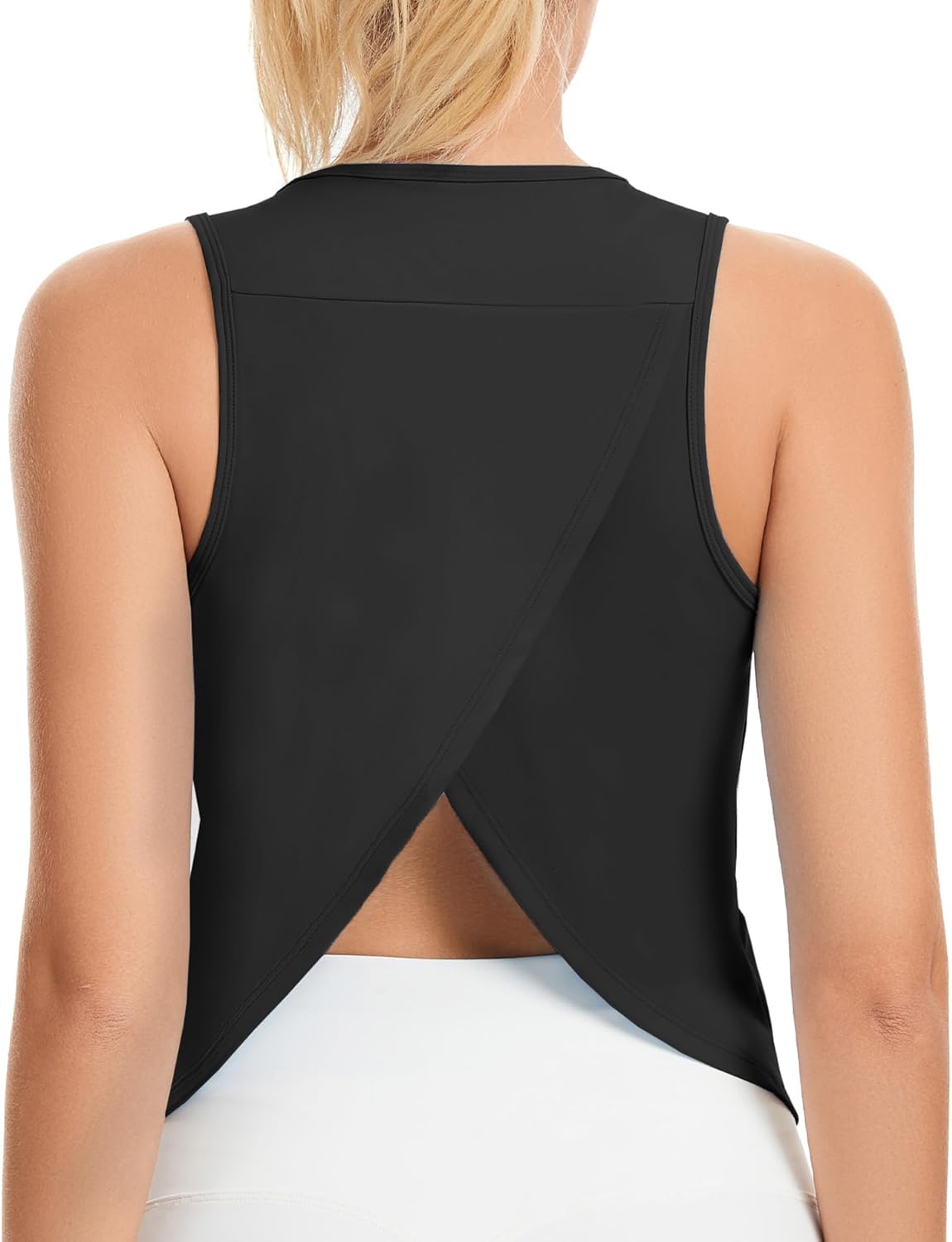 Liuetssroy Workout Tank Tops for Women Cropped Athletic Tops Sleeveless Open Back Activewear Yoga Gym Tops Loose Fit - Image 2