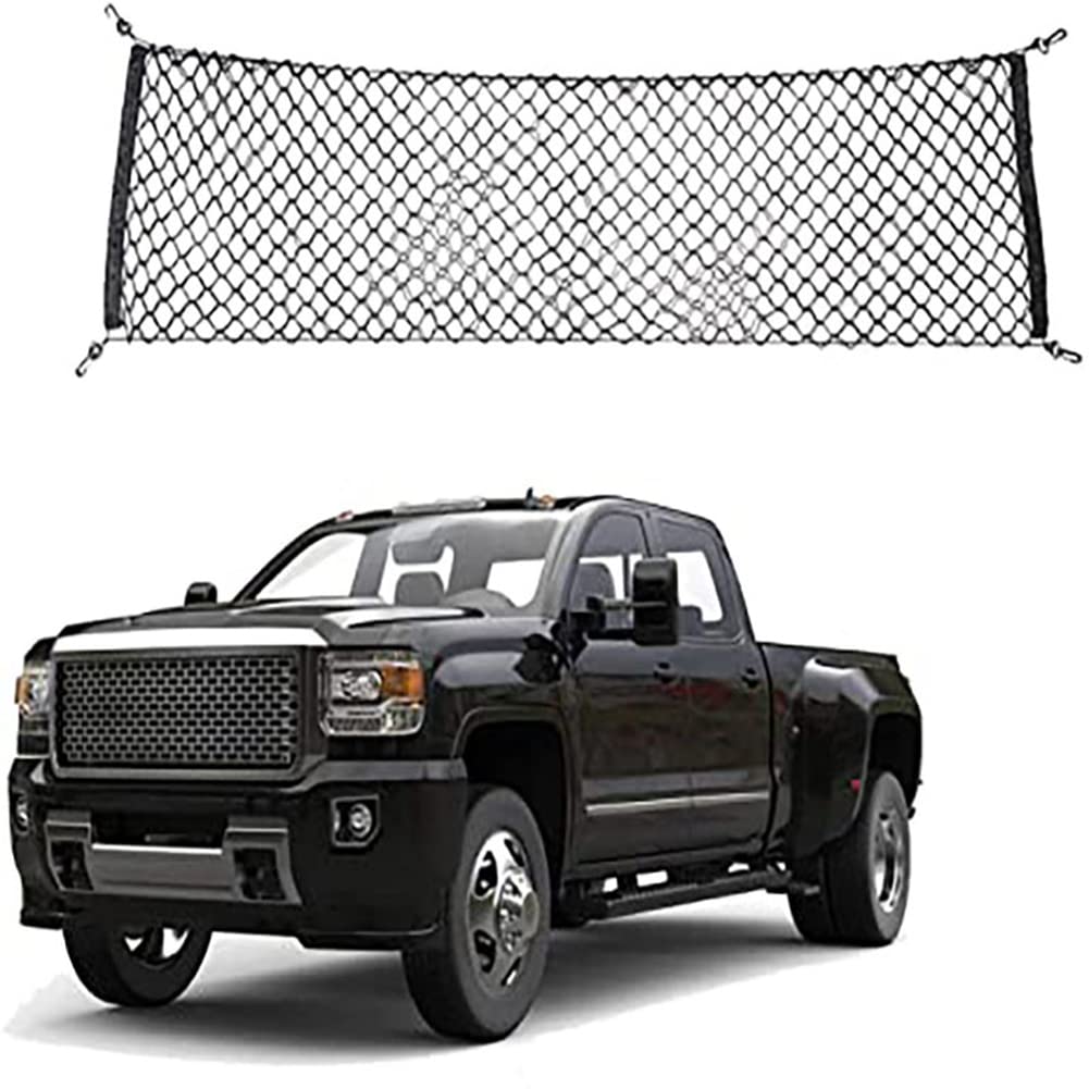 Alpmosn Rete da carico elastica regolabile per bagagliaio, accessori interni con gancio, misura universale per auto, veicolo, SUV, 89,9 x 40,1 cm