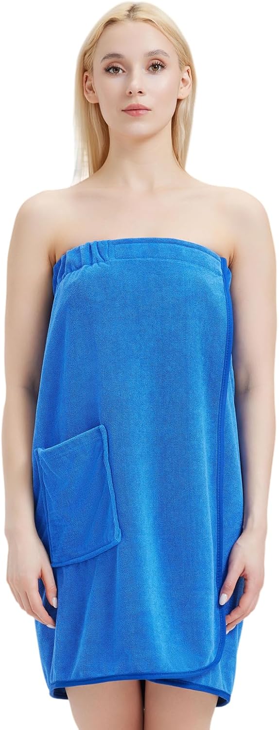Womens Bath Body Wrap Towel Lightweight Shower Spa Wrap Robe Adjustable Closure Bathrobe - Image 2