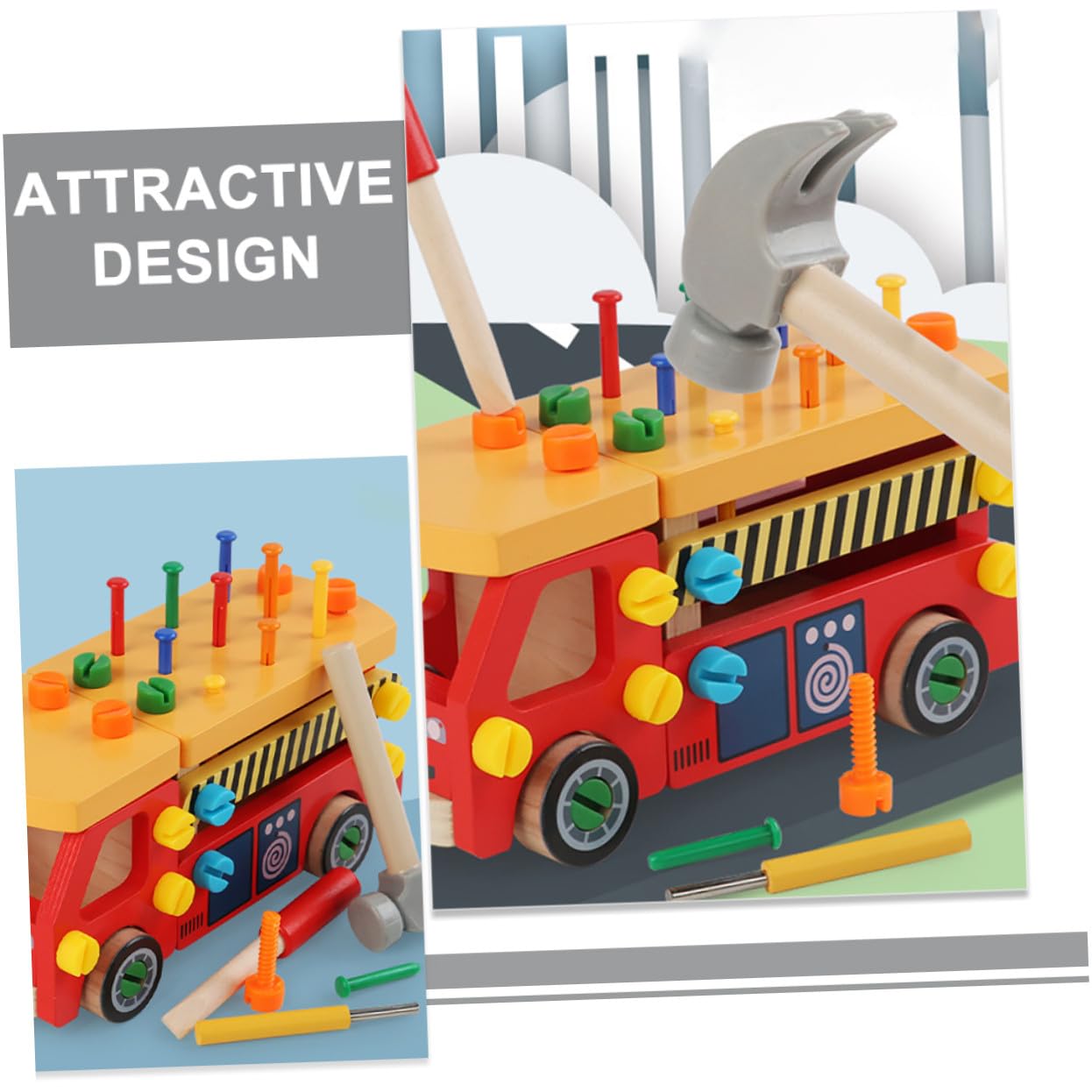 ERINGOGO Attrezzi in Legno per Kit Giochi di Costruzione Educativi per Ragazzi e Ragazze Gioco di Ruolo per Sviluppo Coordinazione e creatività Regalo per Anni