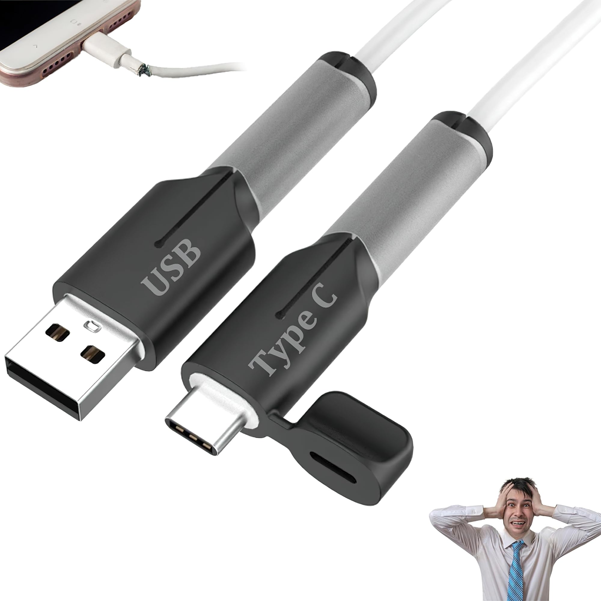 ACMUST Silicone Charger Cable Protector, Useful Cord Sleeve for Daily Life, Safety Cover for iPhone and Android Phone Charging Cables, Cool Mobile Accessories and Gadgets (USB to Type C) (B0DCC1HNW4) Amazon Price History, Amazon Price Tracker