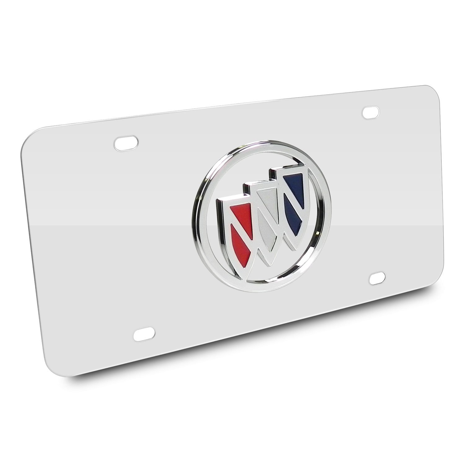 Buick Tri-Color Fill Chrome Logo on Mirrored Plate