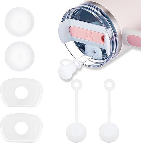 Juego de 6 tapones de silicona a prueba de derrames para vaso Stanley Cup 2.0 de 40 oz30 onzas, a prueba de fugas, 2 juegos de cubiertas de pajilla,