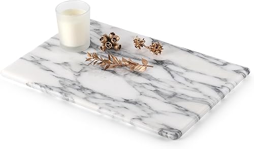 Koville Tabla de repostería de mármol natural de Italia de lujo para cocina, tabla de cortar pan de queso, losa de mármol para mostrador, bandeja de