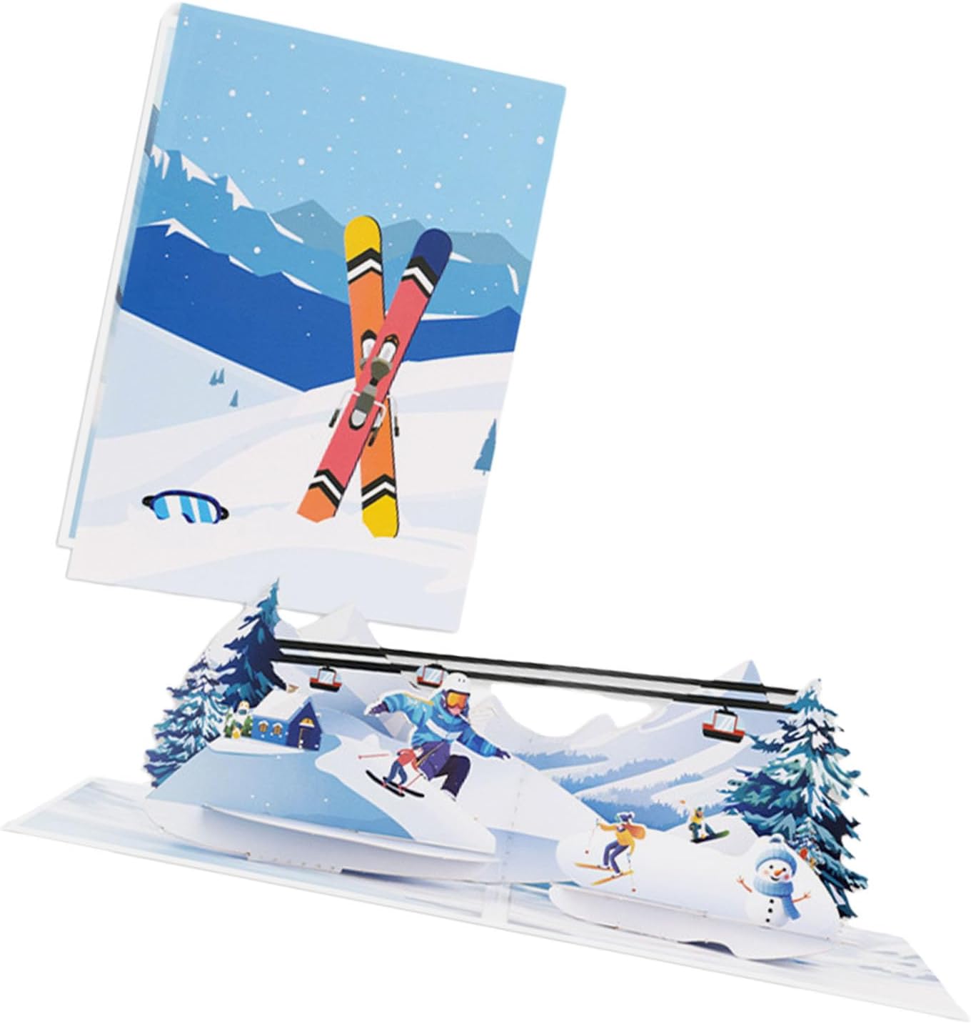ウィンタースポーツグリーティングカード ハンドメイド クリスマス ホームアート 装飾 コレクターへのギフト、ウィンタースポーツグリーティングカード