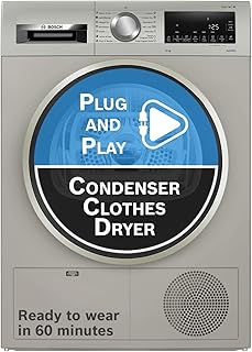 Bosch 8 kg Fully Automatic Front Load Condenser Tumble Dryer (WPG23108IN, 5 Drying Options, 14 Programs, Allergy Plus, 100% Drying with 0% Effort, Inbuilt Heater, Silver)
