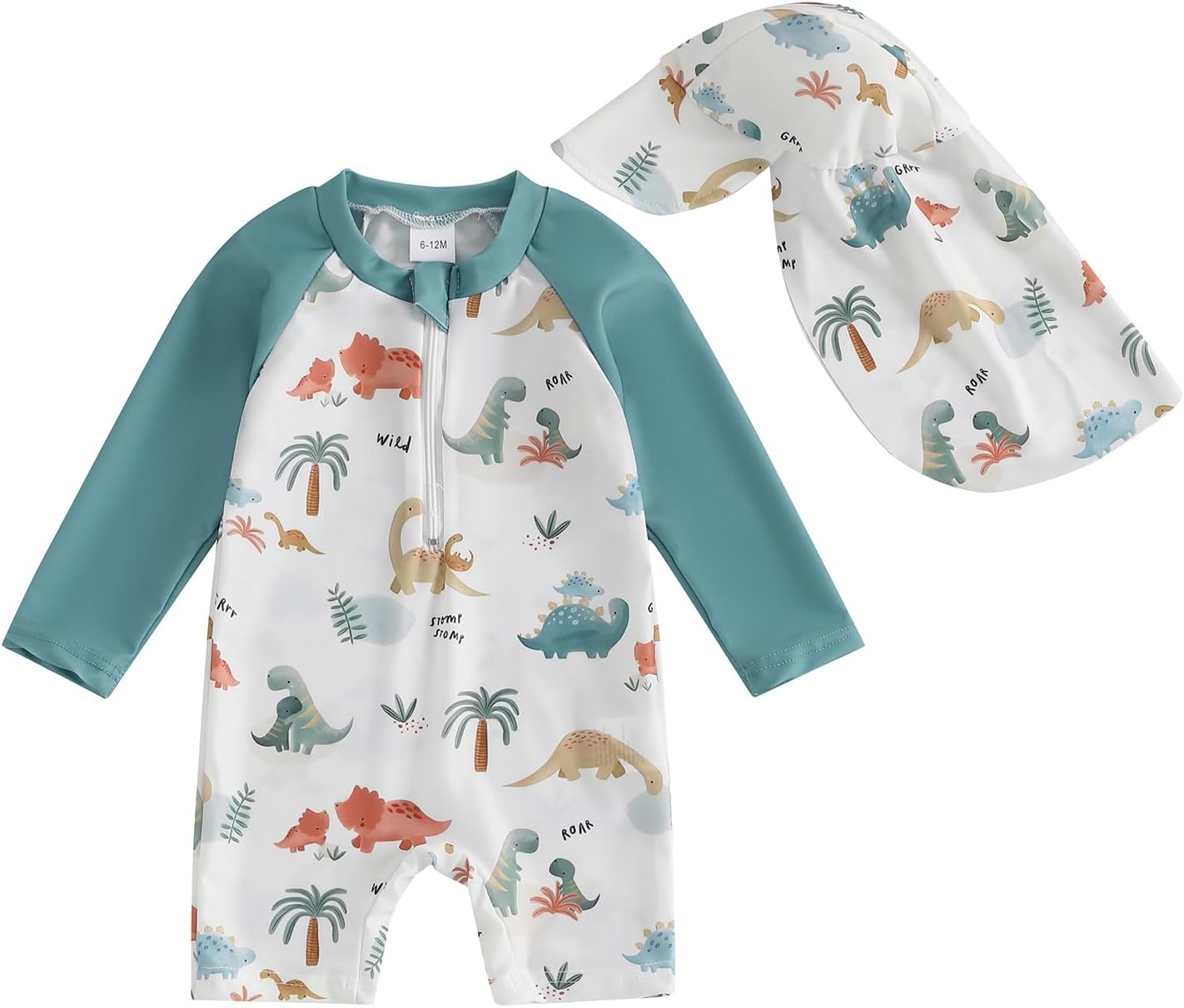 Toddler Baby Boy Rash Guard Swimsuit Whale One Piece Zipper Swimwear Infant Bathing Suit Beachwear with Sun Hat
