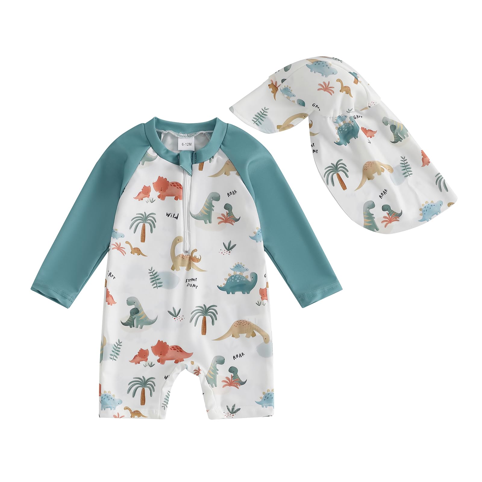 Toddler Baby Boy Rash Guard Swimsuit Whale One Piece Zipper Swimwear Infant Bathing Suit Beachwear with Sun Hat