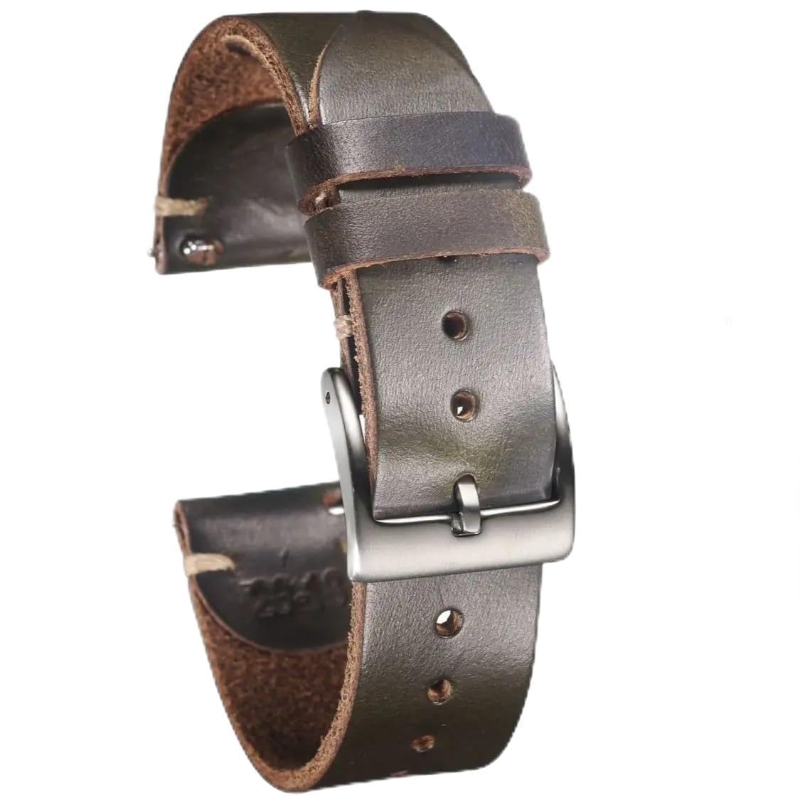 Bracelet de montre en cuir véritable de cheval vintage | Élégance rétro homme 20mm