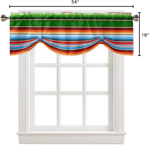 Miniatura 8 de Sabolny Cortina de cenefa de rayas abstractas para cocina, sala de estar, dormitorio, baño, cafetería, bolsillo para barra, panel de cortina corto