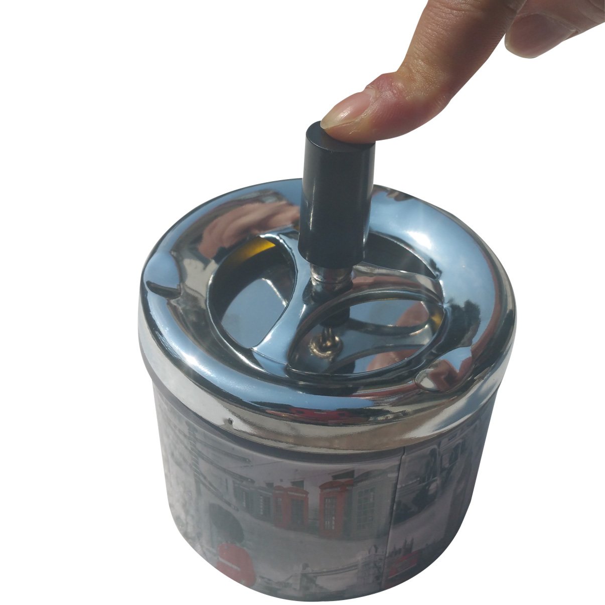 Amazon.co.jp: Coralpearl 卓上灰皿 回転 蓋付き タバコ用 丸い、金属