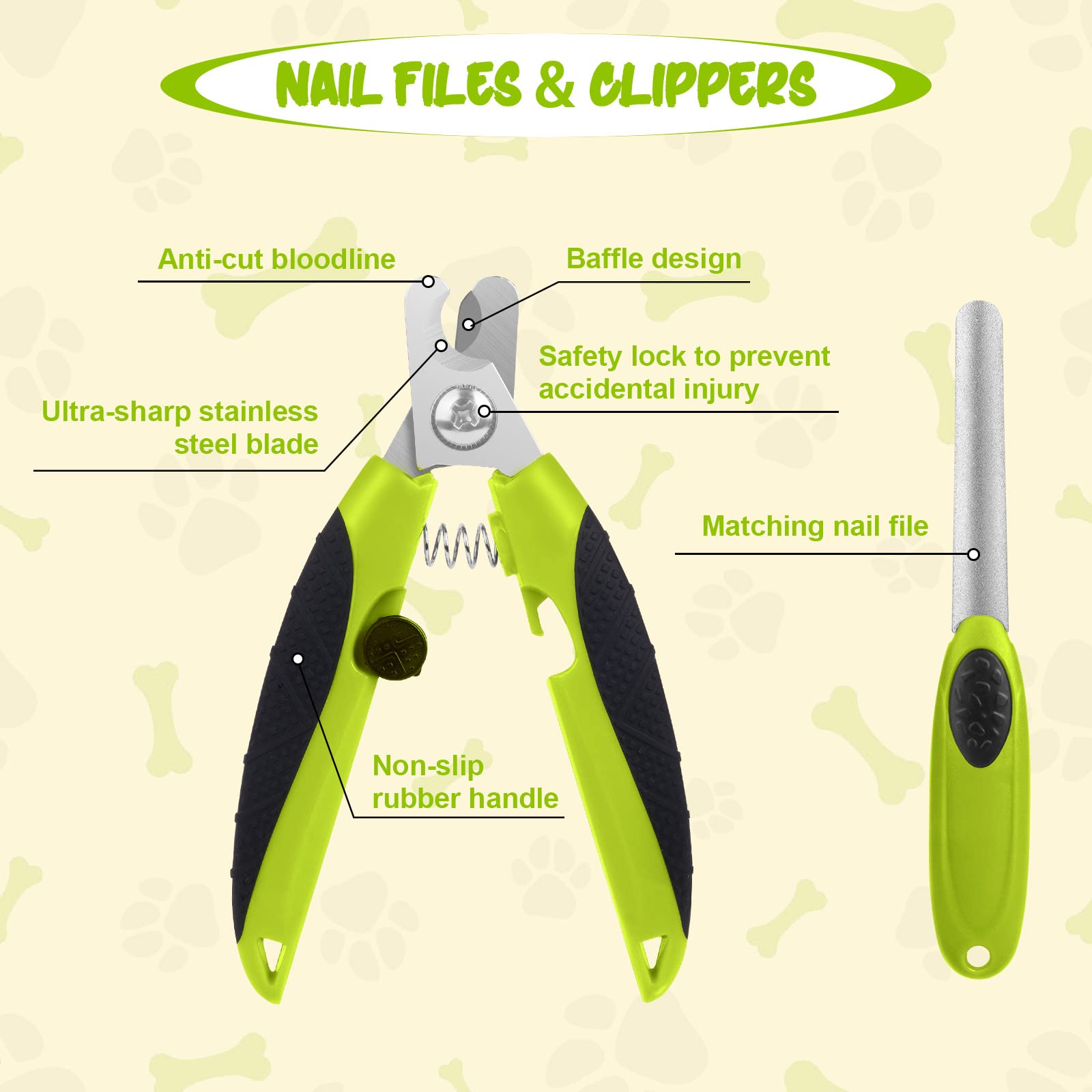 Haustierpflege Bürste,4 in 1 Haustier Massage Kit Runder Kopf Stahl Haustier Hundebürste Katzenbürste Profi Katzen Bürste Krallentrimmer für Hunde und Katzen mit Langen oder kurzen Haaren