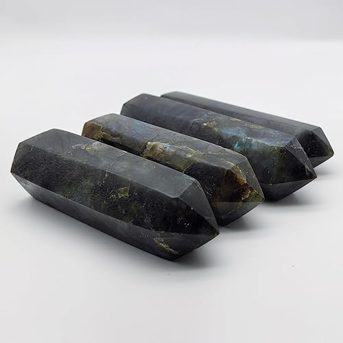 Miniatura 4 de Torre de labradorita - Varita de punto de cristal curativo con 6 obeliscos facetados, 0.15-0.3 libras para meditación colección Reiki