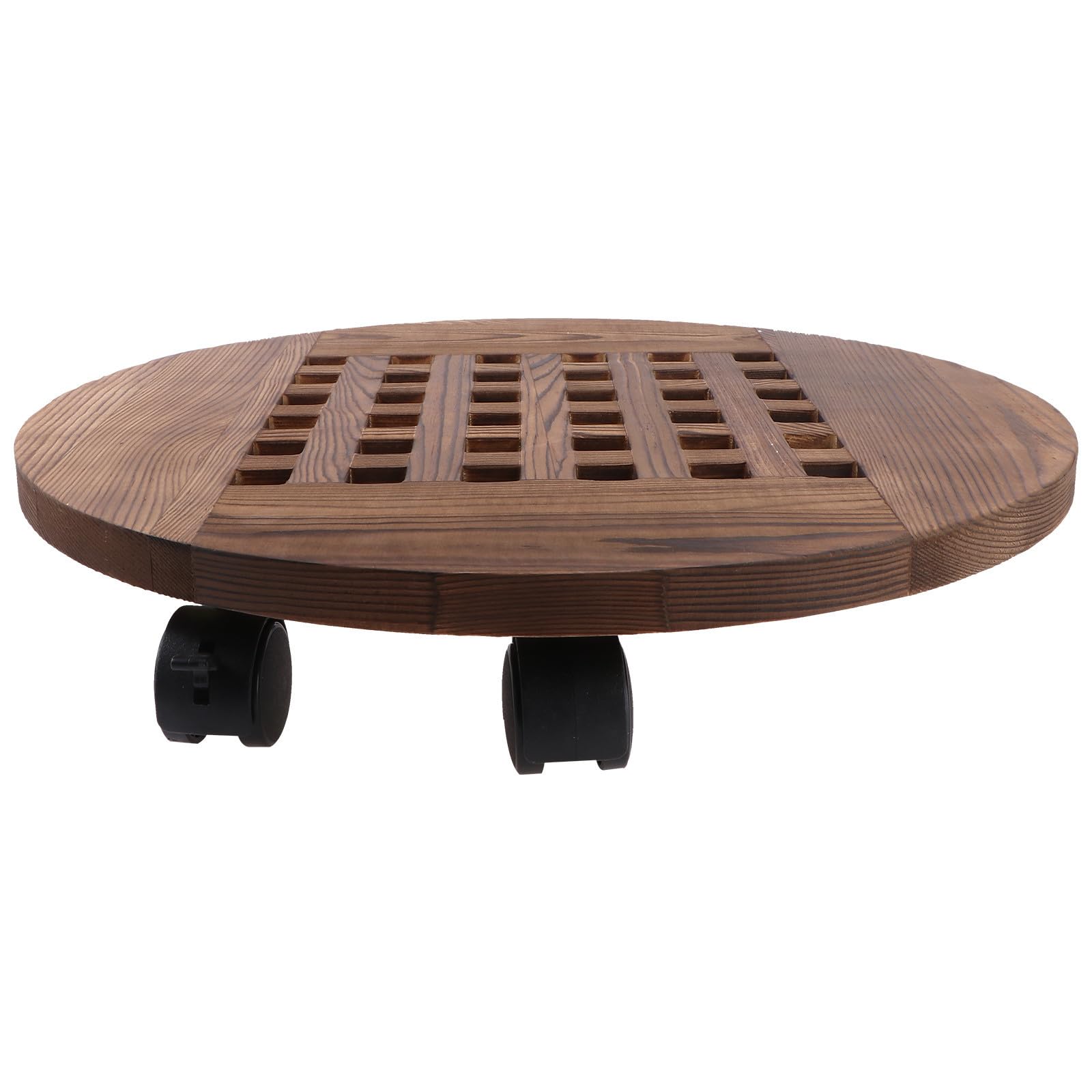 Luxshiny Vassoio Tondo per Vaso, Legno Marrone, Base Mobile Robusta