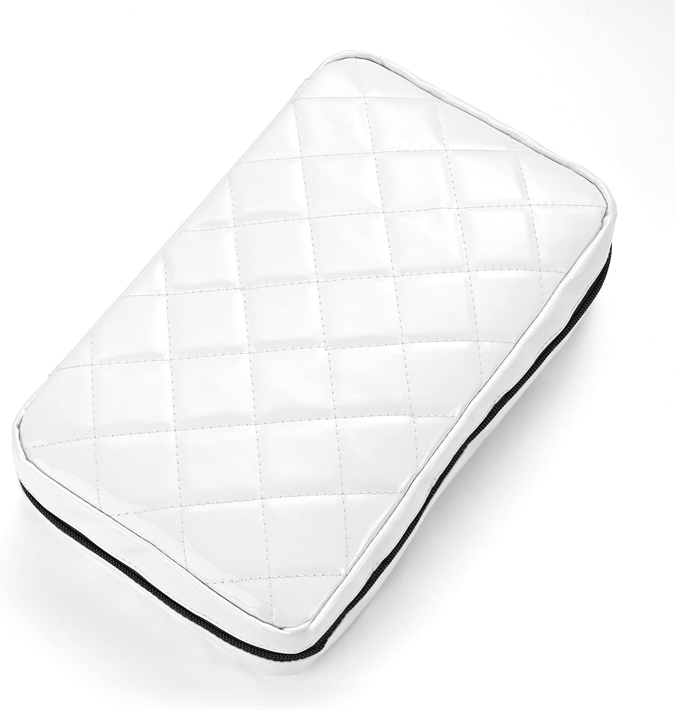 CD Case, alavisxf xx 96 Capacity Patent Leather DVD Case Double Zipper Soft Disc Storage Bag Waterproof Protective CD Holder for Home Car Travel (White)