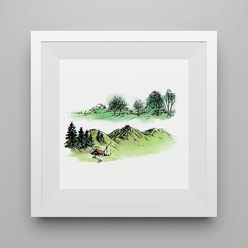 Miniatura 5 de Sellos transparentes de fondo de montaña para hacer tarjetas, sellos de goma transparente de puente de río, sellos de paisaje de árbol marino para