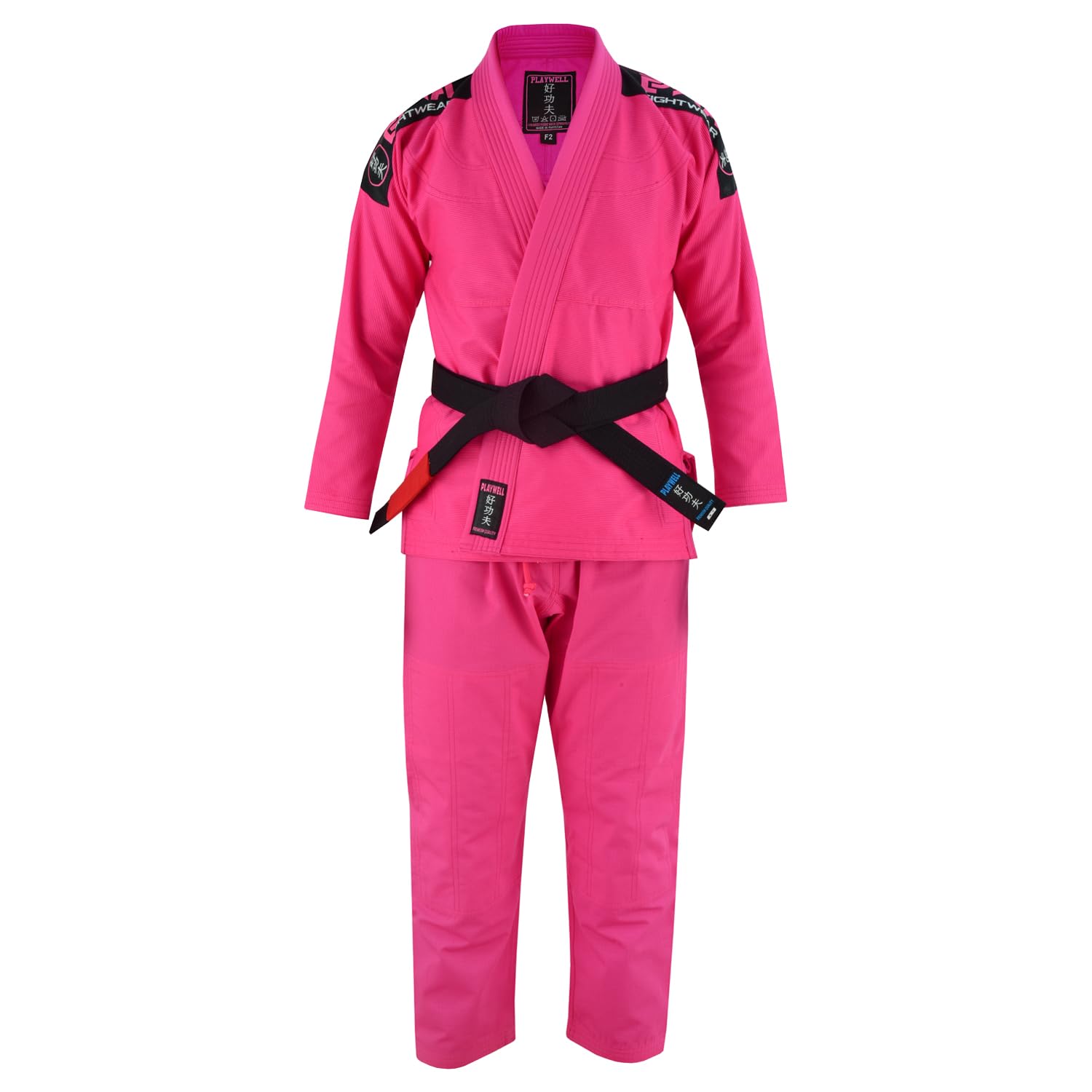 Playwell Pro Ladies BJJ GI Jiu Jitsu Uniform Suit (Comes with Free Ju Jitsu White Belt) - Pink (F3)