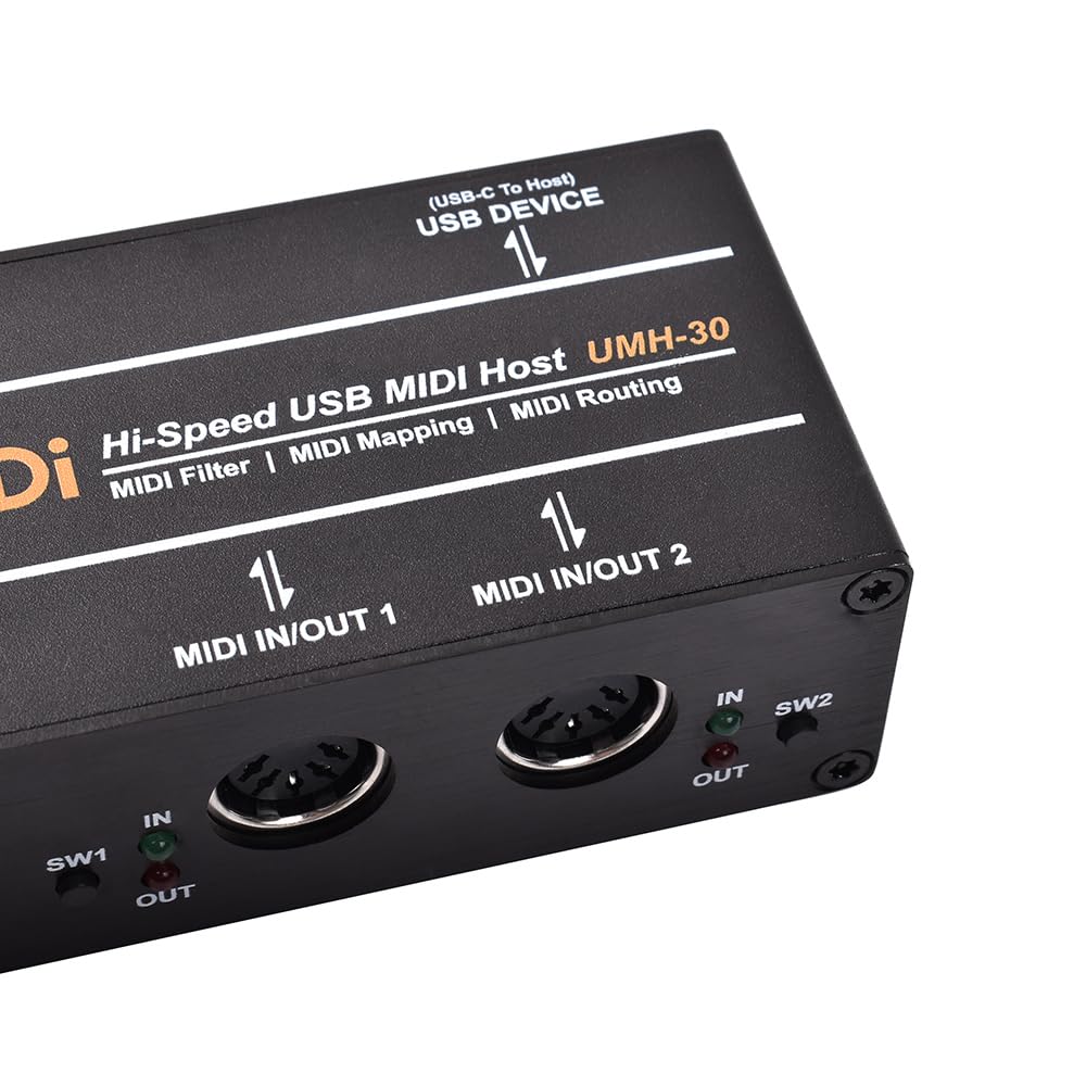 USB de alta velocidad HOST 3G MIDI Host Interfaz Box MIDI USB a MIDI Converter cuenta con USB 2.0 de alta velocidad (UMH-30)