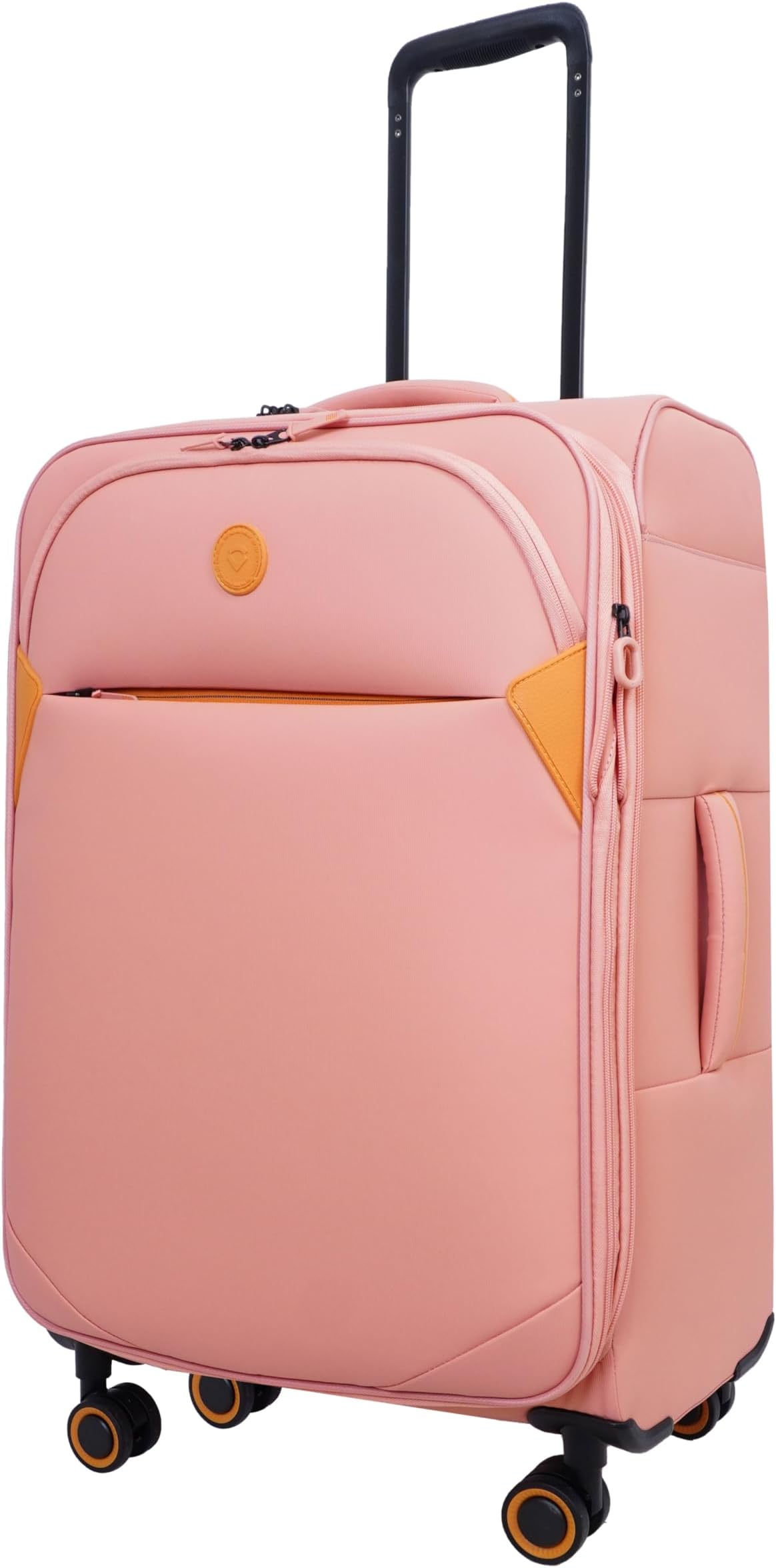 Luxe Cambridge 78 cms Peach Pink Check-in Softsided Trolley Bags for Travel, Expandable Suitcase with Spinner Wheels, TSA Approved Lock Luggage (Large-Check-in_28")