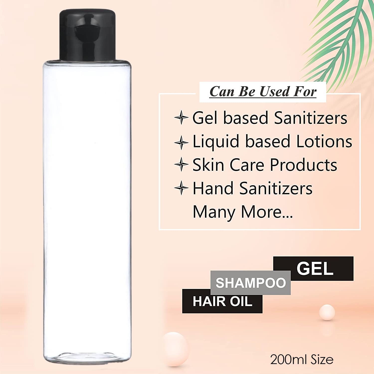 Thinqkart Select 200Ml Empty Clear Round Bottle With Black Flip Top Cap,Multipurpose Reusable Container For Hair Oils, Shampoo, Conditioner, Lotion, Medicated Oil And Sanitizer (Pack Of 3) - Plastic - Image 4 thumbnail