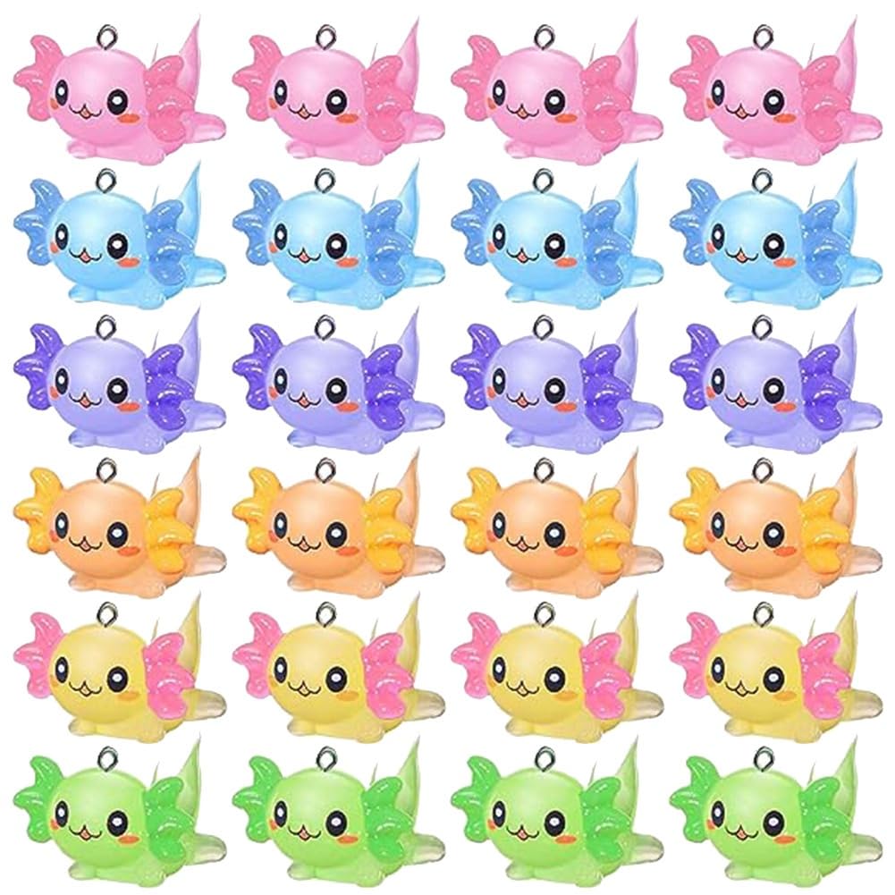 CTRLZS 24 PCS Animal Charms Axolotl Resin Charms For Jewelry Making Tiny Resin Animals Resin Figures Miniature Axolotl Ornament Well-Made