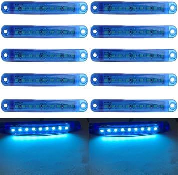 HULA Side Marker Lights, 10pcs Car Marker Lights Car Side Indicators Lights 9SMD LED Front Rear Side Light Position Lamps 12V for Auto Camper Van Truck Lorry Blue