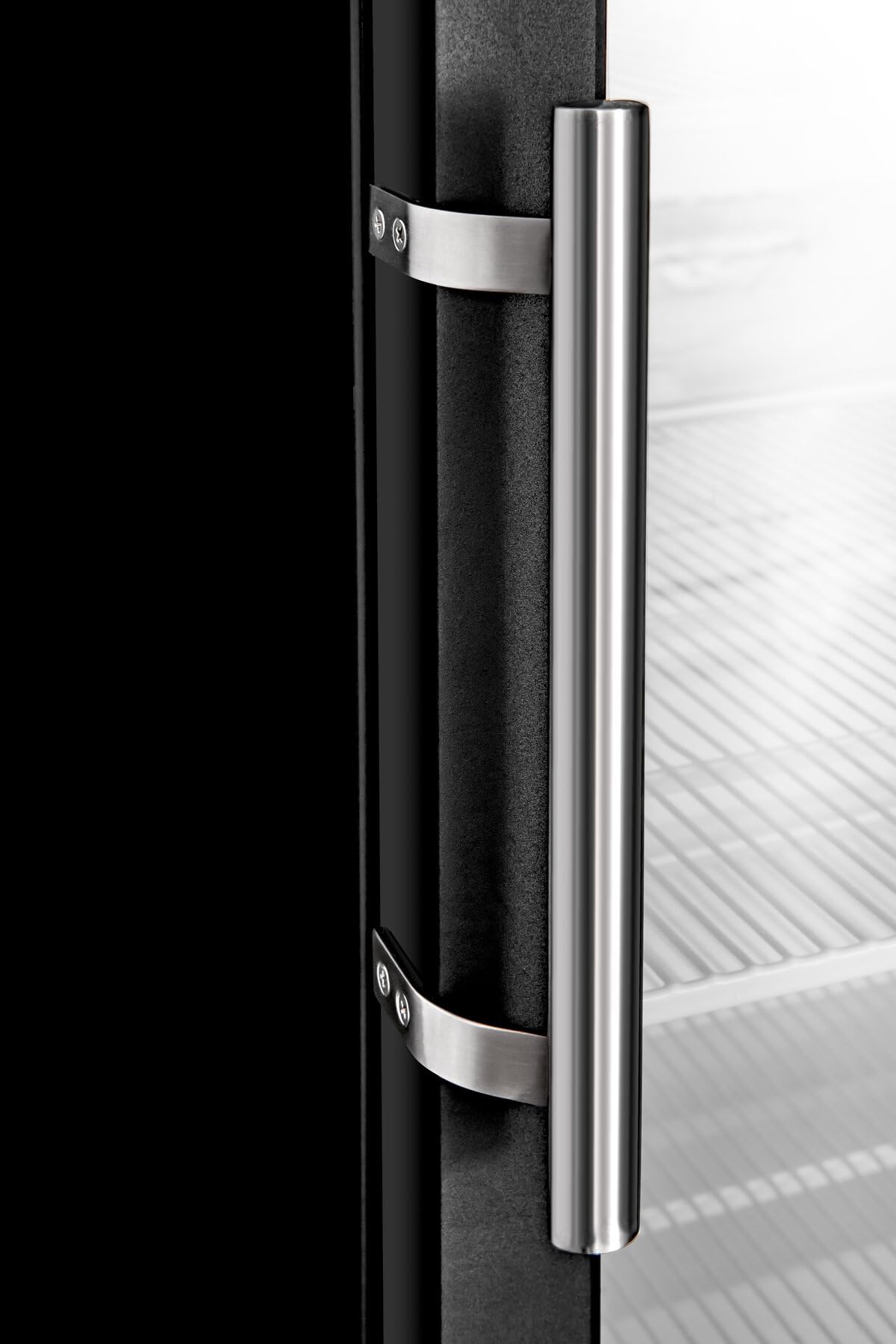 GastroHero Frigorifero ECO 600 con porta in vetro, nero, 562 litri, frigorifero commerciale con illuminazione a LED, raffreddamento ad aria, da 2 a +8 °C, termostato digitale, chiudibile, R600a
