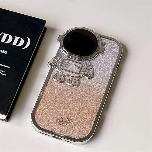 Miniatura 4 de QoKcoahn Funda de teléfono con soporte oculto de astronauta para iPhone 11 bonito protector de cámara de lente de astronauta brillante 6D