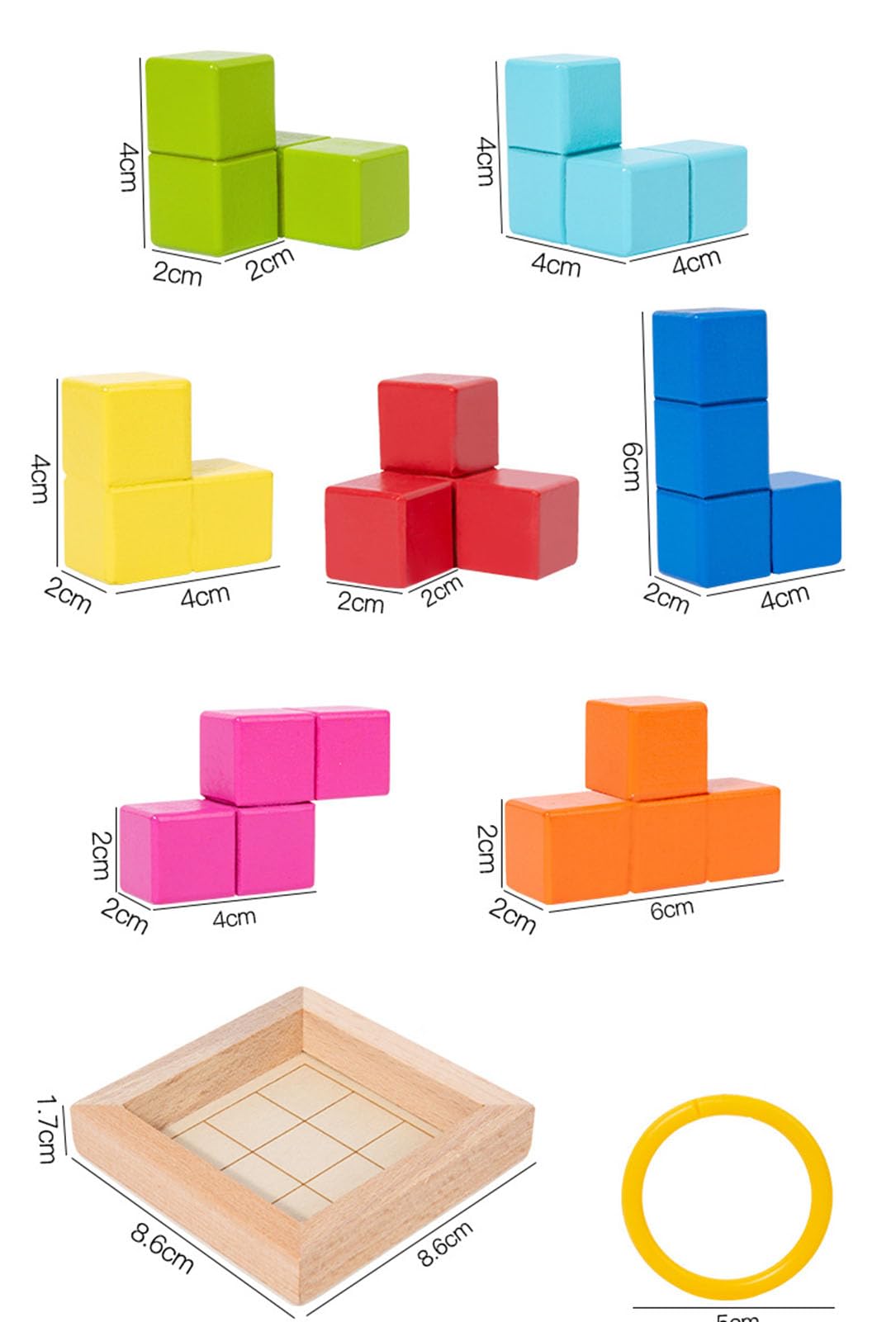 Bloques de Rompecabezas de Cubo de Madera, Juego de construcción de Bloques de Colores 3D