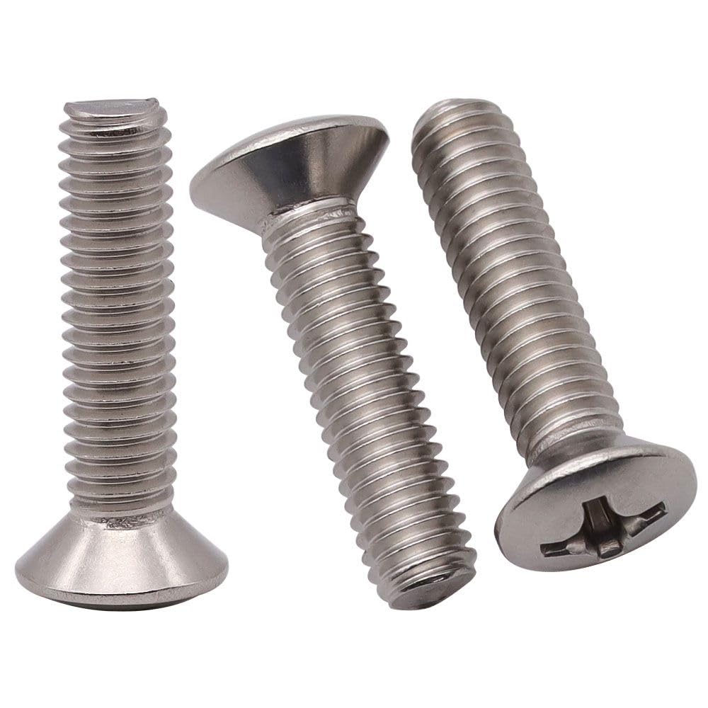 Photo 1 of #8-32 x 1-1/4 (50 pcs) Phillips Oval Head Machine Screws, 304 Stainless Steel 18-8, Raised Countersunk Fillister Head Screws for Cabinet Drawer Knob Pull Handle