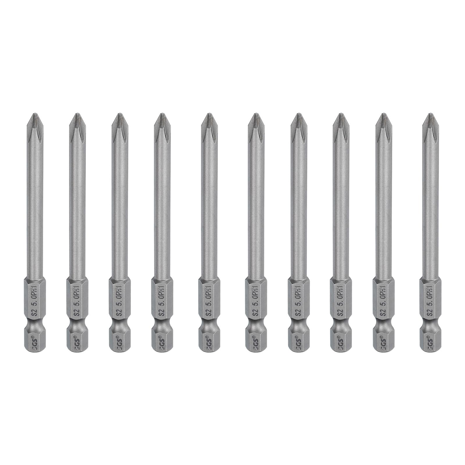 HARFINGTON 10 puntas de destornillador Phillips #1 PH1 de 1/4 pulgadas con vástago hexagonal de 3.15 pulgadas de largo magnético S2 de acero de grado industrial, brocas eléctricas de cabeza cruzada de