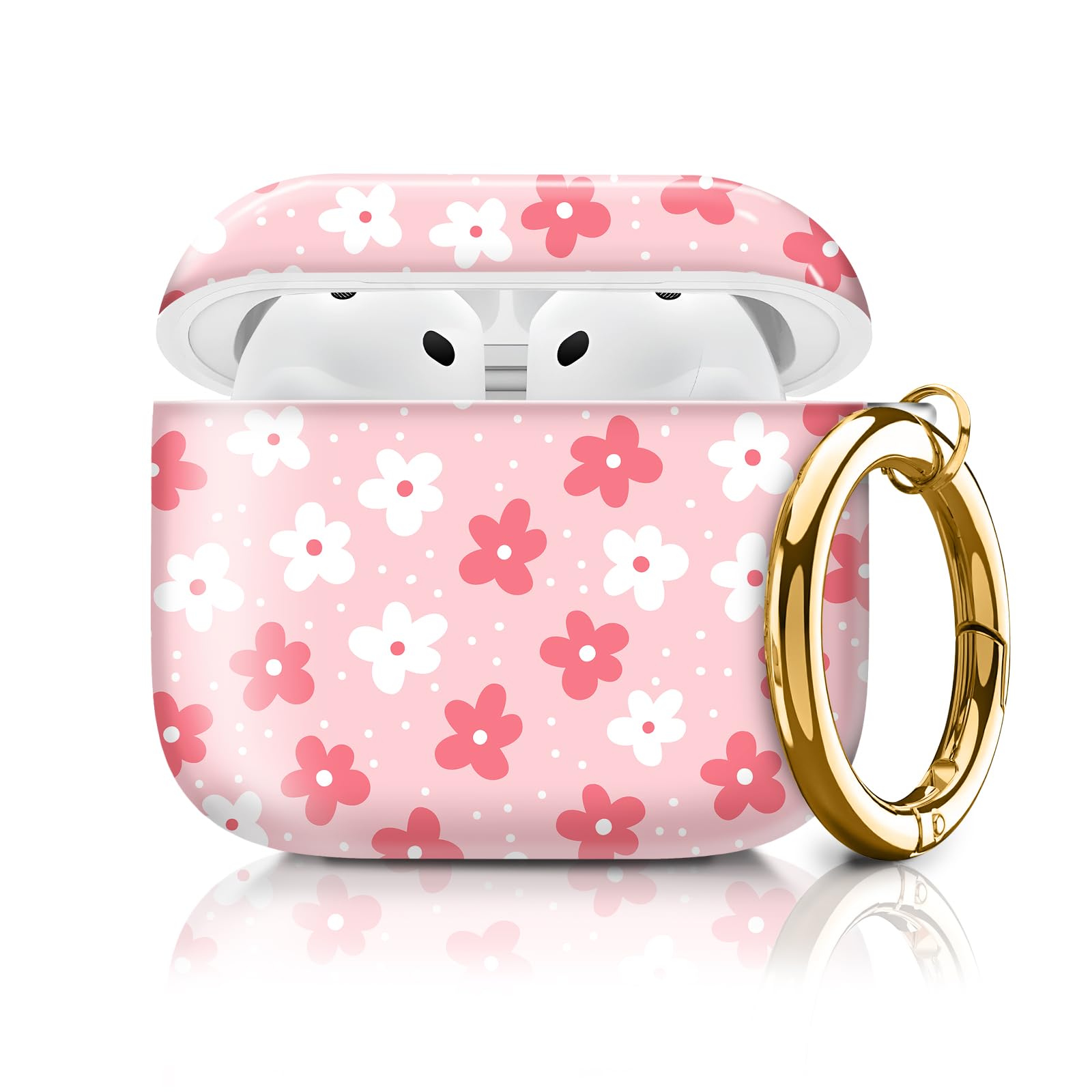 Compatible with AirPod 4th Generation Case Cover with Keychain, Full Protective Shockproof Wireless Headphone Case for Women Men Girl (Boho Flower)