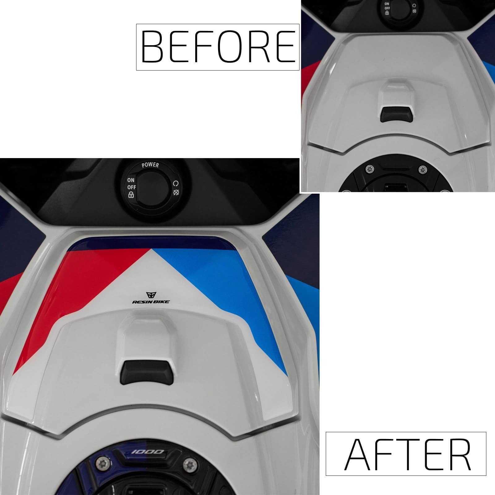 Resin Bike Adesivi Moto Compatibile con BMW S 1000 XR 2020-2026. Protezioni Zona Chiave da Urti e Graffi. Adesivi Resinati con Effetto 3D Made in Italy