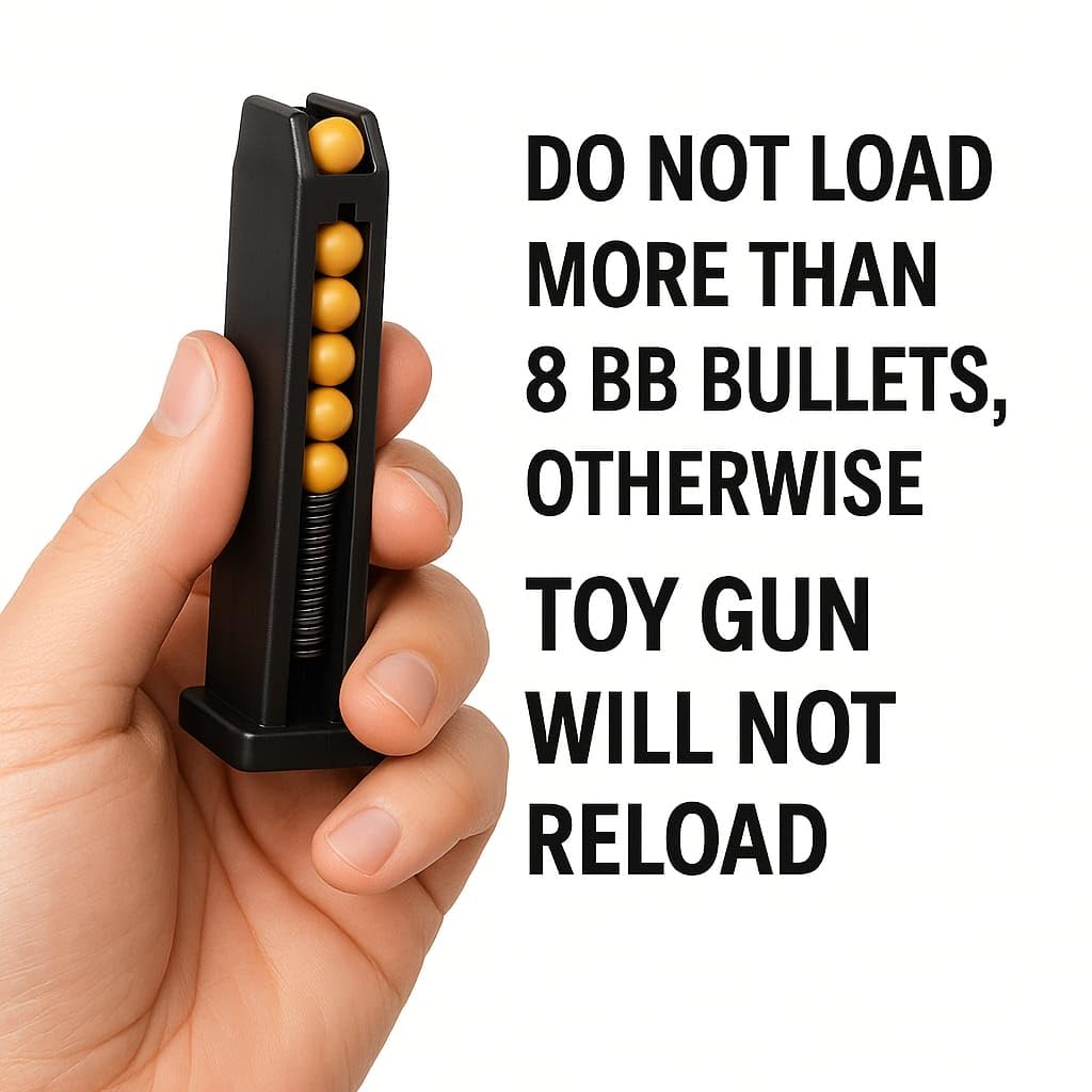 Toy Gun for Kids with BB Bullets – Realistic Look, Detachable Magazine, Safe Airsoft Pistol for Outdoor Fun, Shooting Practice & Role Play (Black) 2