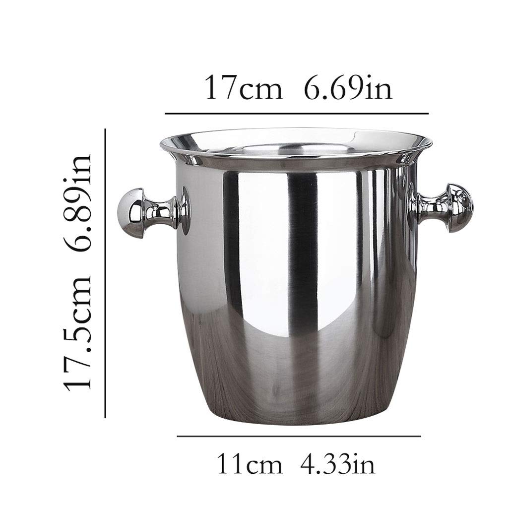 Cubiteras Barra redondo Bebida Cóctel Cubo de hielo Cubo de hielo de acero inoxidable de acero inoxidable Cubo de hielo con asa Restaurante Cubo de vino Champagne Cubo de hielo térmico ( Size : Small