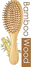 Lyrovo Bamboo Hair Brush for Hair Growth, Natural Bamboo Bristles Detangling Wooden Paddle Hairbrush for Massaging Scalp