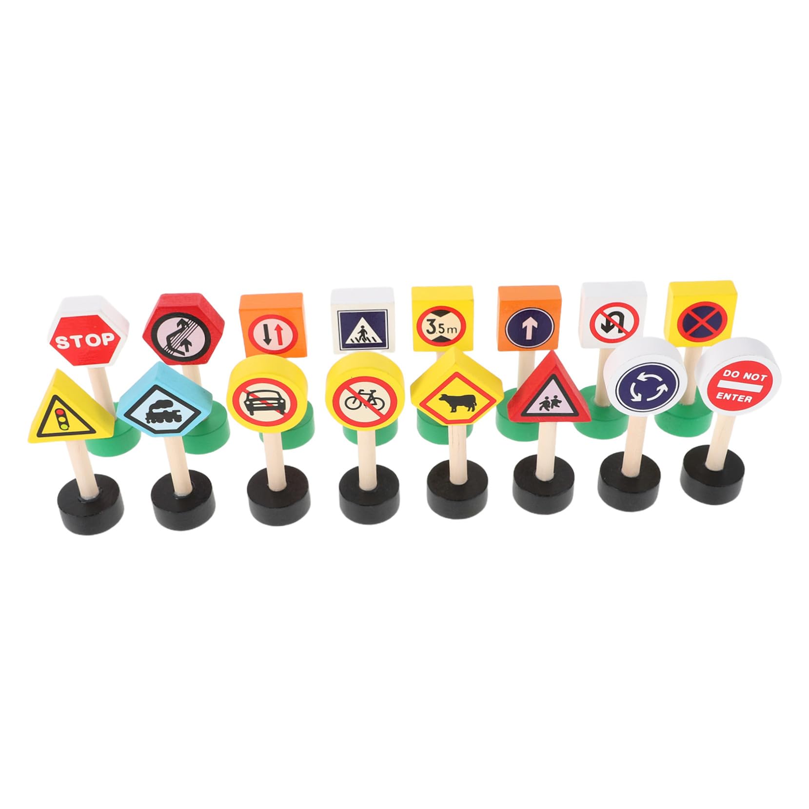 Beaupretty Ensemble de Panneaux de Signalisation pour Garçon et Filles en Bois Coloré, 16 Pièces, Jouet Éducatif pour Apprentissage Interactif et Sensibilisation la Sécurité la Maison