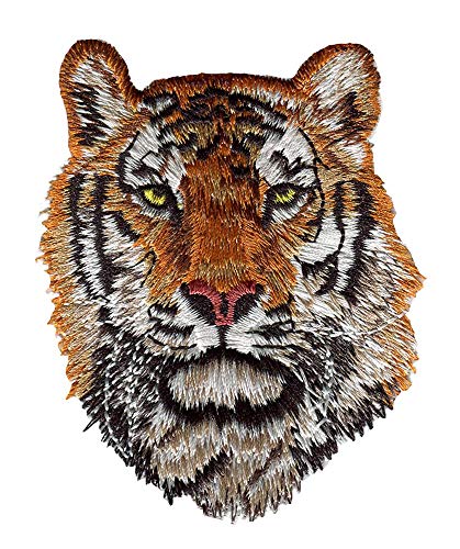 N / A Magnifique écusson brodé motif léopard, tigre, loup, thermocollant, à coudre ou à repasser, pour sac à dos, pour hommes, garçons, enfants (couleur : doré)