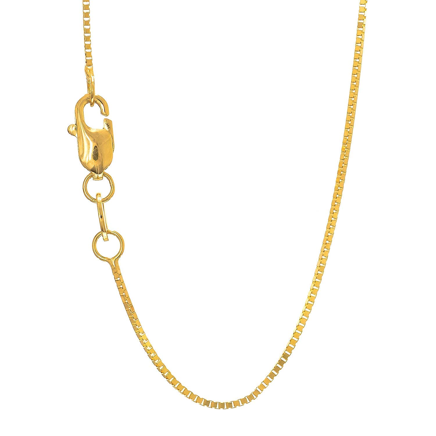 18k Solid Yellow Gold .8 mm Box Chain Necklace, Lobster Claw Clasp - 20", 3gr.