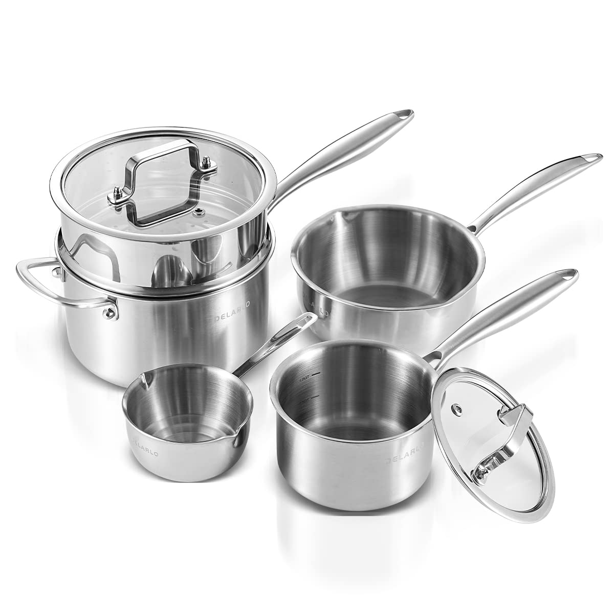 DELARLO TriPly Stainless Steel Saucepan set With Lid, cooking pot
