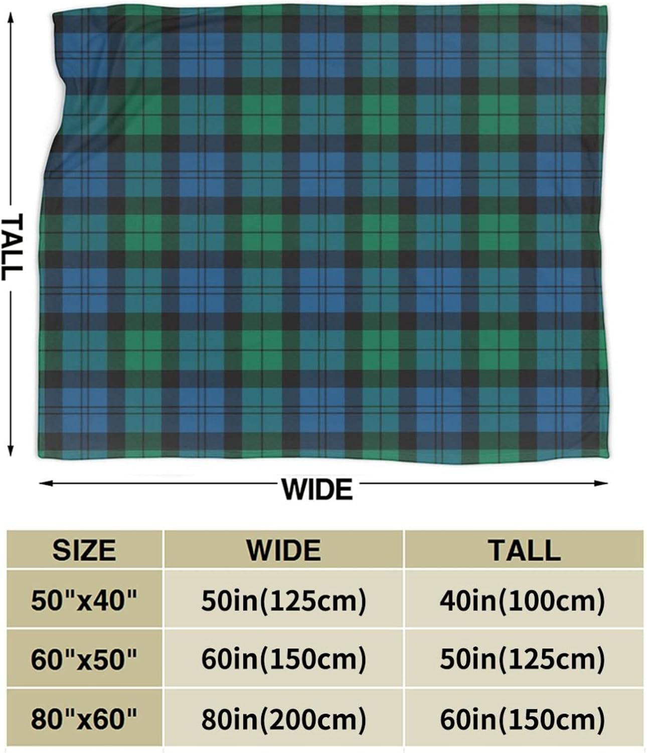 Flannel Throw Blanket Blackwatch's Ancient Tartan Ultra Soft, Lightweight, Versatile for Bed, Sofa, and Home D¨¦cor - Ideal for Men, Women, and Kids 60"x50"